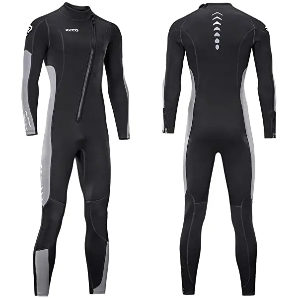 front zip variant full body diving suit front and back view