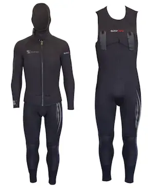 2 piece wetsuit with straight zipper and velcro